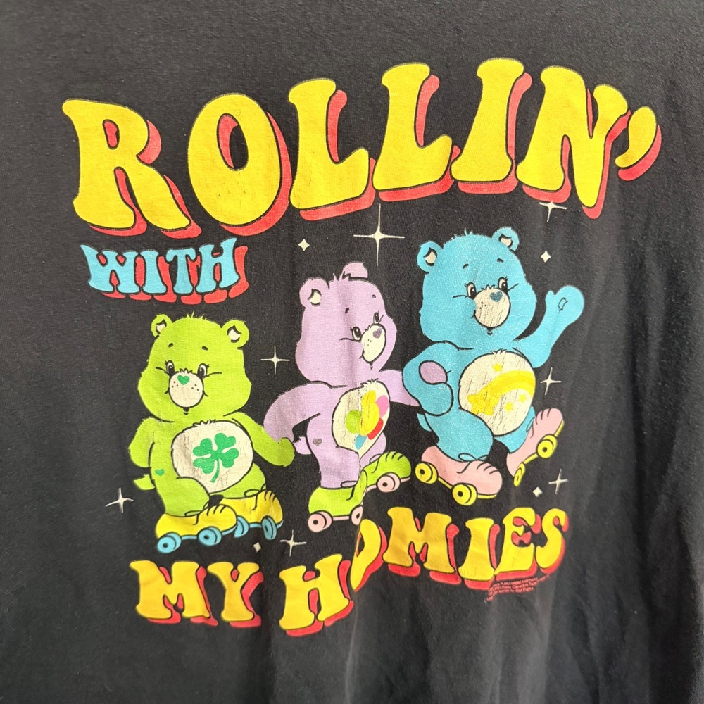 Care Bears Rollin With My Homies Graphic T-Shirt Mens Large Black Roller Skating - Picture 2 of 6